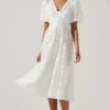 Sandy Polka Dot Puff Sleeve Midi Dress 1 Sandy Polka Dot Puff Sleeve Midi Dress -Chic Ladies Wear Shop ACDR101622 WHITEJACQUARD 1
