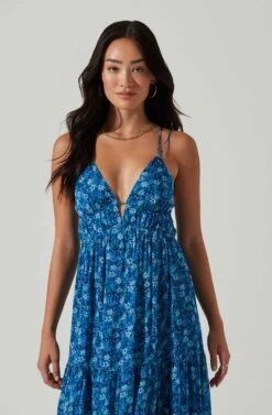 Ryliana Floral Tiered Maxi Dress -Chic Ladies Wear Shop ACDR101640 BLUEFLORAL 2