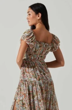 Roseline Off Shoulder Floral Maxi Dress -Chic Ladies Wear Shop ACDR101641 BLUEPINKMULTI 4