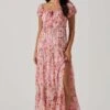 Roseline Off Shoulder Floral Maxi Dress -Chic Ladies Wear Shop ACDR101641 PINKORANGE 1