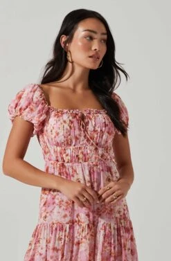 Roseline Off Shoulder Floral Maxi Dress -Chic Ladies Wear Shop ACDR101641 PINKORANGE 3
