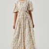 Shelby Floral Puff Sleeve Open Back Maxi Dress -Chic Ladies Wear Shop ACDR101642 BLUEYELLOWFLORAL 1