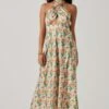 Giova Floral Halter Midi Dress -Chic Ladies Wear Shop ACDR101659 GREENPINKFLORAL 1
