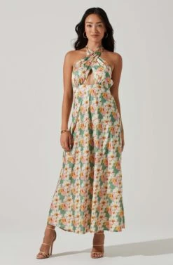Giova Floral Halter Midi Dress