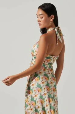 Giova Floral Halter Midi Dress -Chic Ladies Wear Shop ACDR101659 GREENPINKFLORAL 4