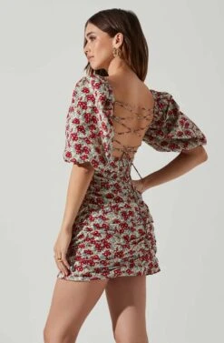 Verina Puff Sleeve Floral Mini Dress 10 Verina Puff Sleeve Floral Mini Dress -Chic Ladies Wear Shop ACDR101662 REDMULTIFLORAL 3