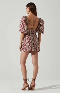 Verina Puff Sleeve Floral Mini Dress 11 Verina Puff Sleeve Floral Mini Dress -Chic Ladies Wear Shop ACDR101662 REDMULTIFLORAL 5