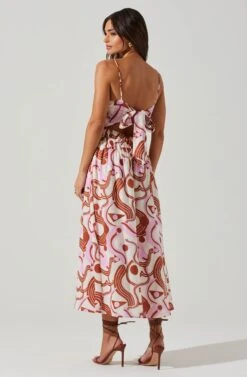 Suzy Abstract Print Midi Dress -Chic Ladies Wear Shop ACDR101679 BROWNPINKGEO 4