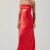 Bellerose Satin Cutout Midi Dress -Chic Ladies Wear Shop ACDR101684 CORAL 1