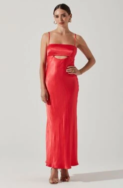 Bellerose Satin Cutout Midi Dress -Chic Ladies Wear Shop ACDR101684 CORAL 2