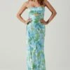 Bellerose Satin Floral Cutout Midi Dress -Chic Ladies Wear Shop ACDR101684 GREENBLUEFLORAL 1 ef00f1df bbf1 4569 8099 23ecdf0867cb