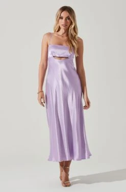 Bellerose Satin Cutout Midi Dress -Chic Ladies Wear Shop ACDR101684 LAVENDER 1