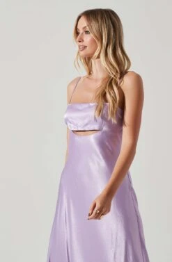 Bellerose Satin Cutout Midi Dress -Chic Ladies Wear Shop ACDR101684 LAVENDER 3