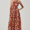 Sivana Halter Neck Geo Print Maxi Dress -Chic Ladies Wear Shop ACDR101690B REDBROWNMULTI 1