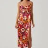 Chelsi Floral Satin Midi Dress -Chic Ladies Wear Shop ACDR101707 REDFLORAL 1