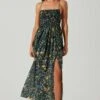 Stasia Floral Smocked Midi Dress -Chic Ladies Wear Shop ACDR101720P BLACKMULTI 1