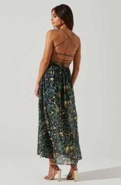 Stasia Floral Smocked Midi Dress -Chic Ladies Wear Shop ACDR101720P BLACKMULTI 4