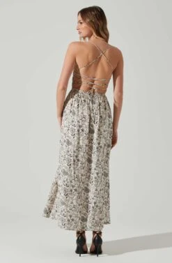 Stasia Floral Smocked Midi Dress -Chic Ladies Wear Shop ACDR101720P DARKBROWNPAISLEY 6