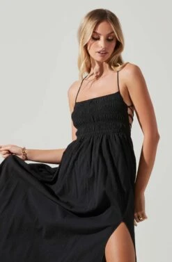 Stasia Smocked Midi Dress -Chic Ladies Wear Shop ACDR101720 BLACK 3