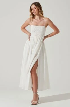 Stasia Smocked Midi Dress -Chic Ladies Wear Shop ACDR101720 WHITE 2