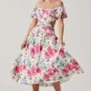 Liliosa Floral Off Shoulder Midi Dress -Chic Ladies Wear Shop ACDR101726 PINKMULTI 2594