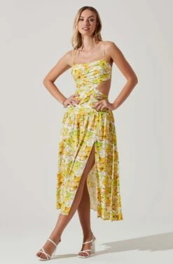 Kalina Floral Pleated Bust Midi Dress