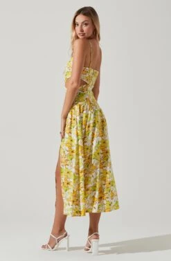Kalina Floral Pleated Bust Midi Dress -Chic Ladies Wear Shop ACDR101728 YELLOWFLORAL 6