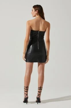 Carmen Strapless Faux Leather Mini Dress -Chic Ladies Wear Shop ACDR101787L BLACK 6