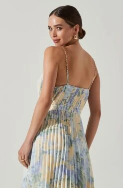 Loralee Pleated Floral Midi Dress -Chic Ladies Wear Shop ACDR101790B YELLOWMULTI 3 0851f65d 517c 4f0e b85c 19edc0286d7b