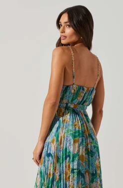 Loralee Pleated Floral Maxi Dress -Chic Ladies Wear Shop ACDR101790 GREENFLORAL 3