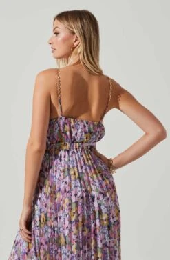 Loralee Pleated Floral Maxi Dress -Chic Ladies Wear Shop ACDR101790 PURPLEFLORAL 5