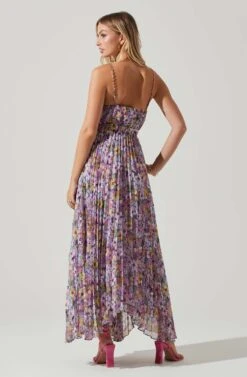 Loralee Pleated Floral Maxi Dress -Chic Ladies Wear Shop ACDR101790 PURPLEFLORAL 6
