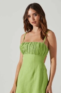 Claramae Ruched Mini Dress -Chic Ladies Wear Shop ACDR101796S AVOCADO 3