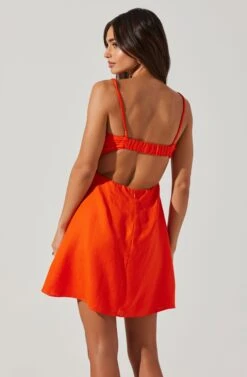 Claramae Ruched Mini Dress -Chic Ladies Wear Shop ACDR101796S ORANGE 3