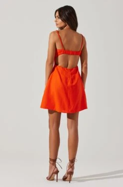 Claramae Ruched Mini Dress -Chic Ladies Wear Shop ACDR101796S ORANGE 4