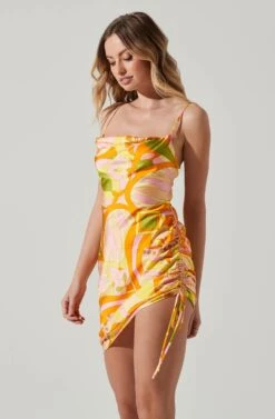 Damita Ruched Mini Dress 10 Damita Ruched Mini Dress -Chic Ladies Wear Shop ACDR101807 PINKORANGEMULTI 4