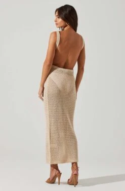 Aitana Knit Open Back Midi Dress 9 Aitana Knit Open Back Midi Dress -Chic Ladies Wear Shop ACDR101810 NATURAL 4