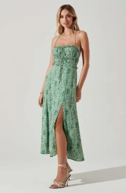 Amalea Floral Midi Dress -Chic Ladies Wear Shop ACDR101815 GREENFLORAL 3