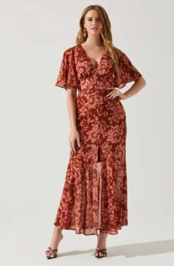 Kenzie Floral Maxi Dress -Chic Ladies Wear Shop ACDR101860DS RUSTFLORAL 2