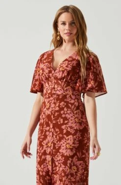 Kenzie Floral Maxi Dress -Chic Ladies Wear Shop ACDR101860DS RUSTFLORAL 4