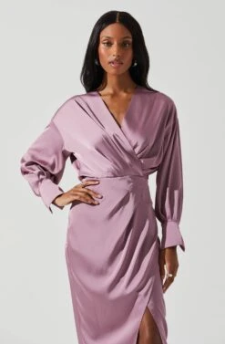 Sadyra Drop Shoulder Wrap Dress -Chic Ladies Wear Shop ACDR101865 MAUVE 3