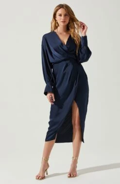 Sadyra Drop Shoulder Wrap Dress -Chic Ladies Wear Shop ACDR101865 MIDNIGHTBLUE 1
