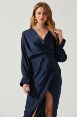 Sadyra Drop Shoulder Wrap Dress -Chic Ladies Wear Shop ACDR101865 MIDNIGHTBLUE 3