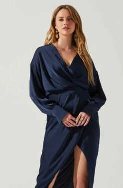 Sadyra Drop Shoulder Wrap Dress -Chic Ladies Wear Shop ACDR101865 MIDNIGHTBLUE 4