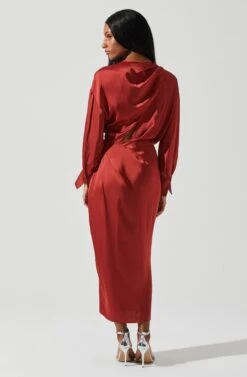 Sadyra Drop Shoulder Wrap Dress -Chic Ladies Wear Shop ACDR101865 RUST 5