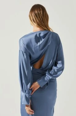 Sadyra Drop Shoulder Wrap Dress -Chic Ladies Wear Shop ACDR101865 SLATEBLUE 5