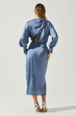 Sadyra Drop Shoulder Wrap Dress -Chic Ladies Wear Shop ACDR101865 SLATEBLUE 6