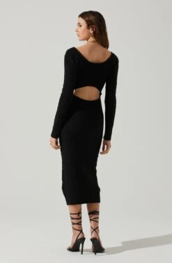 Regina Cutout Midi Sweater Dress -Chic Ladies Wear Shop ACDR101888 BLACK 6