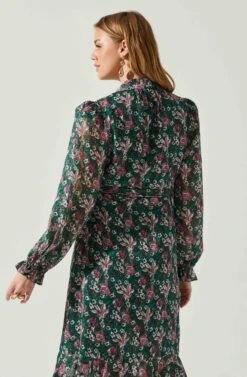 Kamila Long Sleeve Floral Wrap Maxi Dress -Chic Ladies Wear Shop ACDR101894 GREENPINKFLORAL 5
