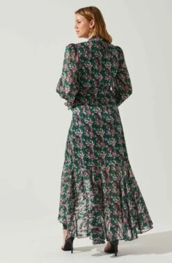 Kamila Long Sleeve Floral Wrap Maxi Dress -Chic Ladies Wear Shop ACDR101894 GREENPINKFLORAL 6